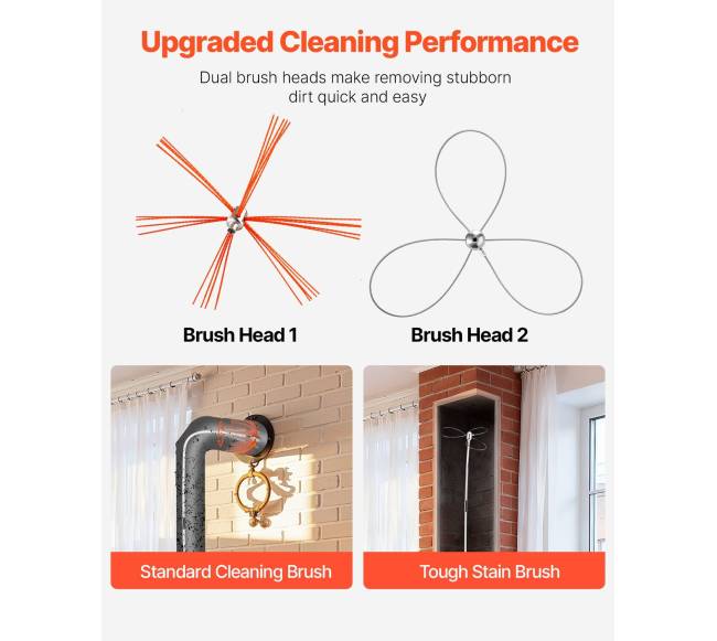 Kaminų valymo rinkinys su prailginamu šepetėliu 12m1