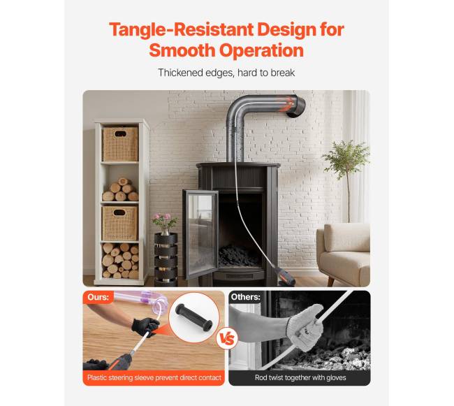 Kaminų valymo rinkinys su prailginamu šepetėliu 12m3