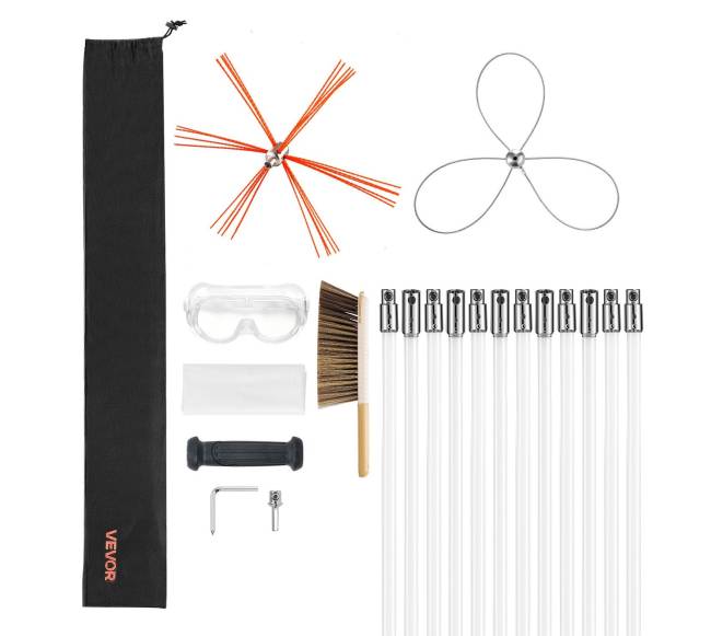 Kaminų valymo rinkinys su prailginamu šepetėliu 12m8