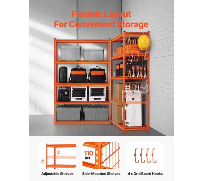 5 lygių reguliuojamos garažo lentynos2