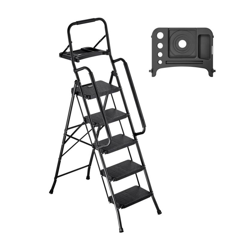 5 pakopų lankstoma plieninė kopėčio kėdutė0