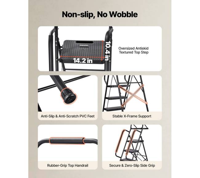 5 pakopų lankstoma plieninė kopėčio kėdutė2