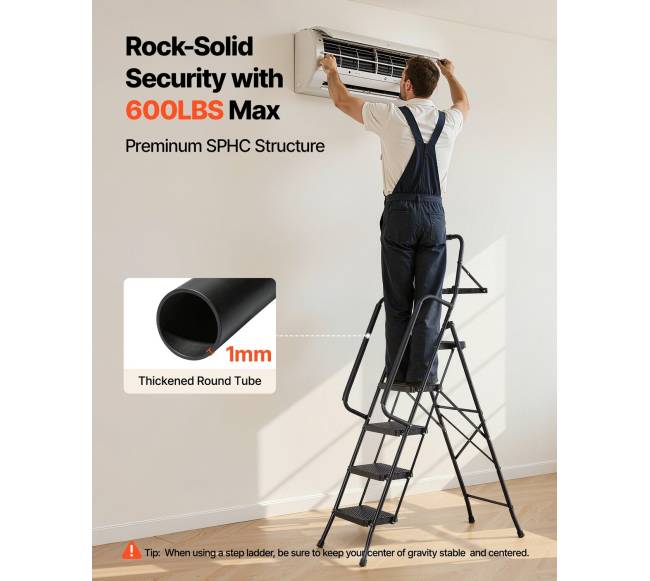 5 pakopų lankstoma plieninė kopėčio kėdutė3