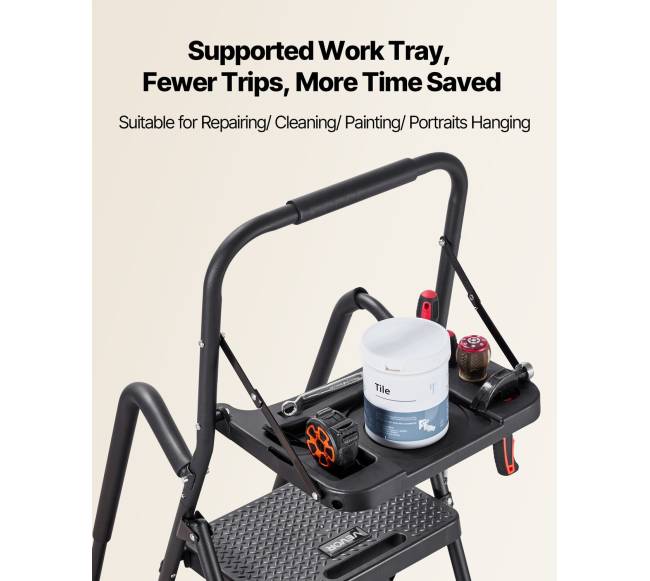 5 pakopų lankstoma plieninė kopėčio kėdutė5