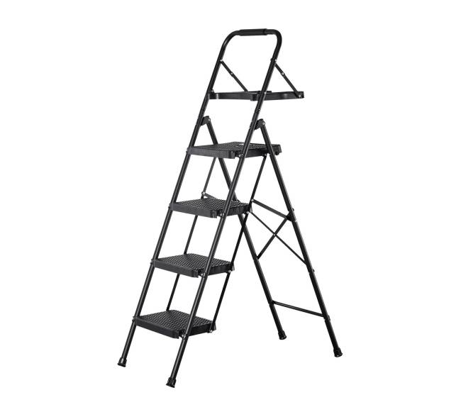 4 žingsnių sulankstomos kopėčios su įrankių dėklu9