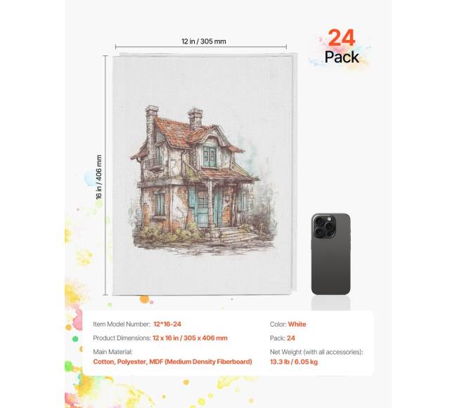 Drobės 24 vnt. tapybai 30 x 40 cm6