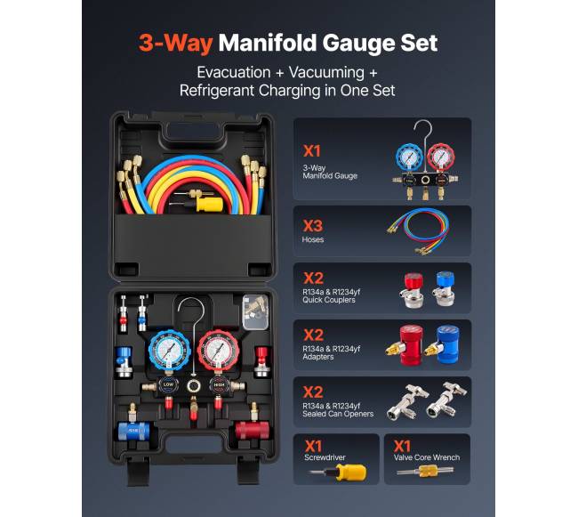 Automobilių oro kondicionieriaus kolektoriaus manometrų rinkinys1