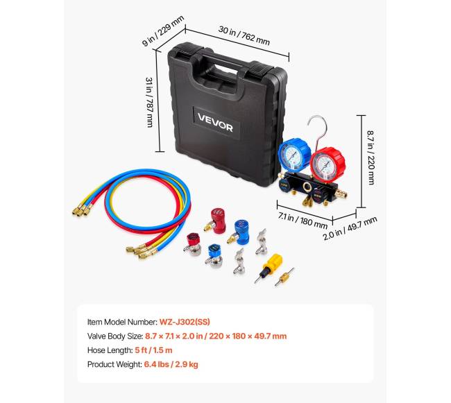 Automobilių oro kondicionieriaus kolektoriaus manometrų rinkinys6