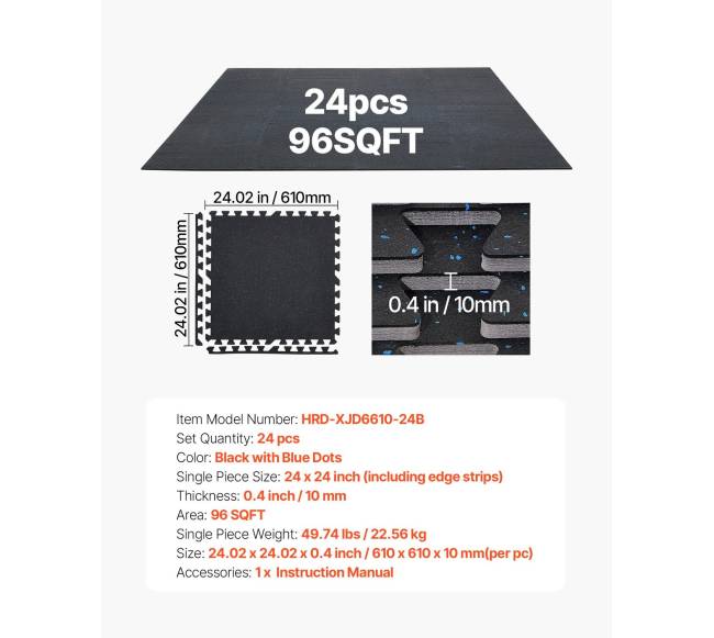 Dėlionės kilimėlis sportui, 24 vnt. EVA putos6