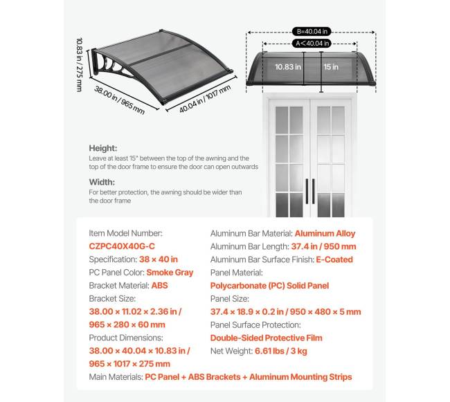 Durų stoginė su ABS laikikliu5