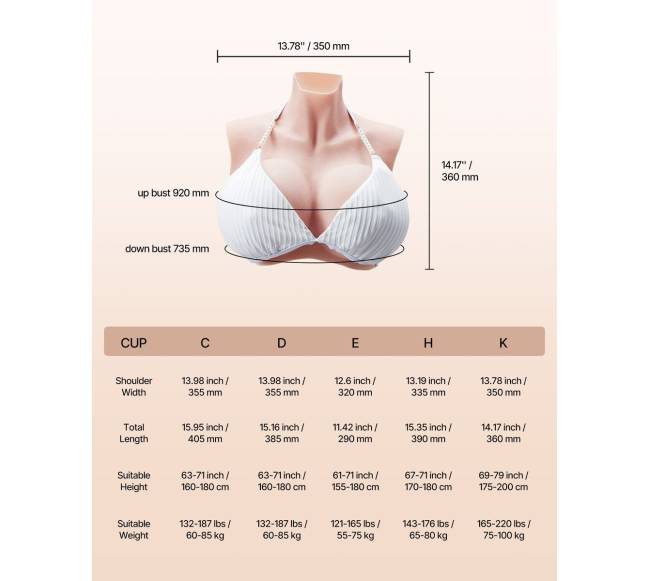 Silikoninė krūtinė K dydžio aukštu kaklu6