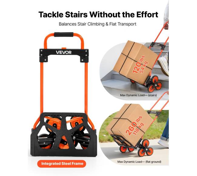 Laiptinis vežimėlis su 6 ratais, 54 kg talpos1