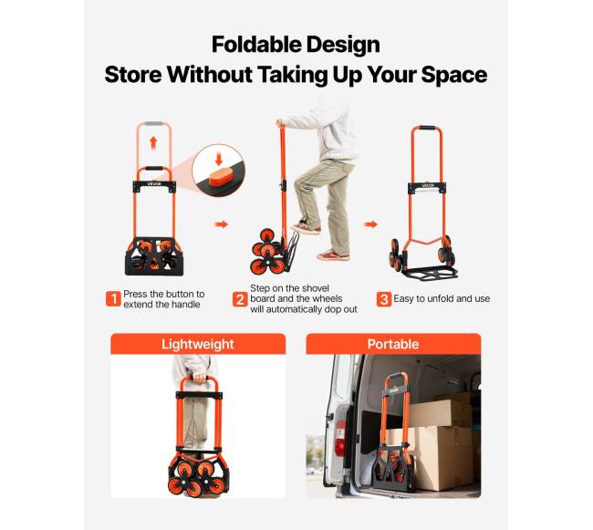 Laiptinis vežimėlis su 6 ratais, 54 kg talpos3