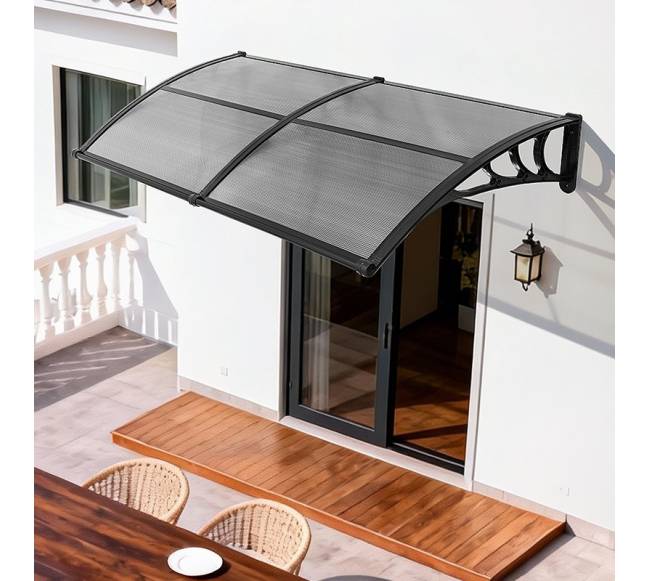 Durų stiklinis stogelis su apsauga nuo lietaus7