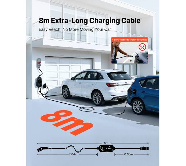 Nešiojamas 11 kW EV įkroviklis su 8 m kabeliu6