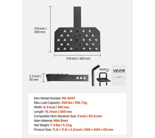 5 cm užpakalinio buferio apsaugos kablio pakopa6