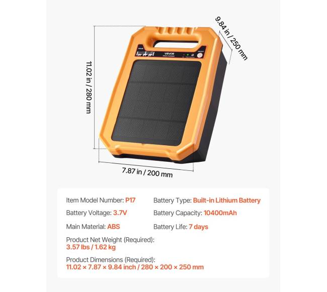 0.3J saulės įkroviklis elektrinei pertvarai gyvūnams6