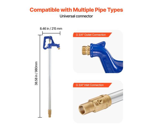 Nekylančios sušalimo lauko vandens kranelis 980 mm4