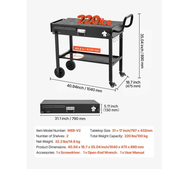 Lauko kepsninės stalas, 787 x 432 mm2
