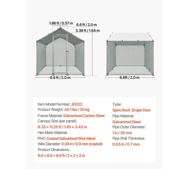 Metalinis paukštidės aptvaras 2x2x2 m6