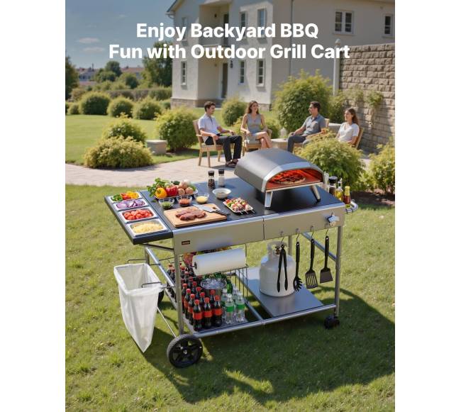 Lauko grilio vežimėlis su stalviršiu1