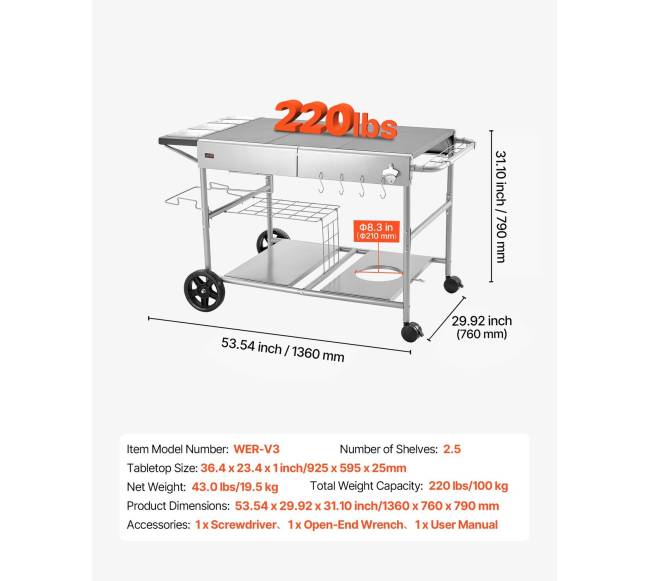 Lauko grilio vežimėlis su stalviršiu2