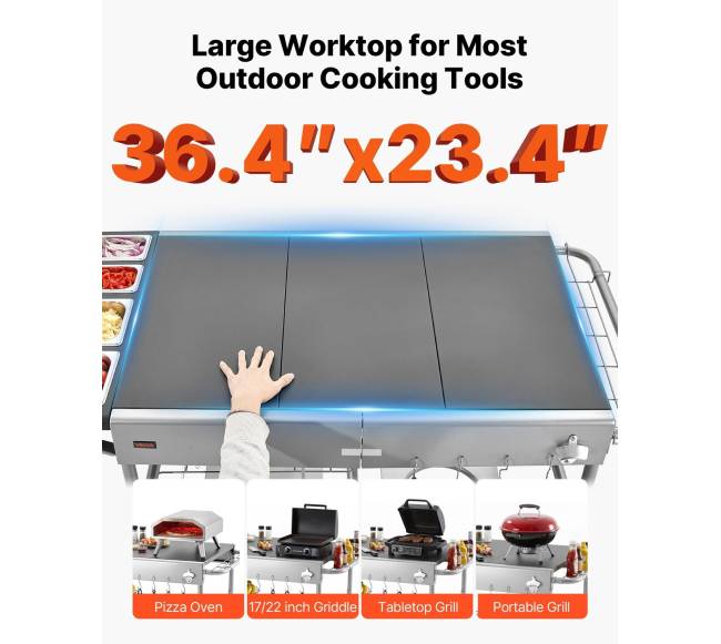 Lauko grilio vežimėlis su stalviršiu3