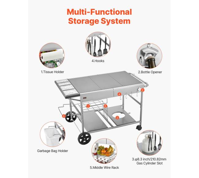 Lauko grilio vežimėlis su stalviršiu5