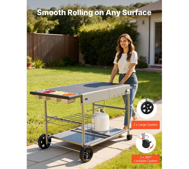 Lauko grilio vežimėlis su stalviršiu6