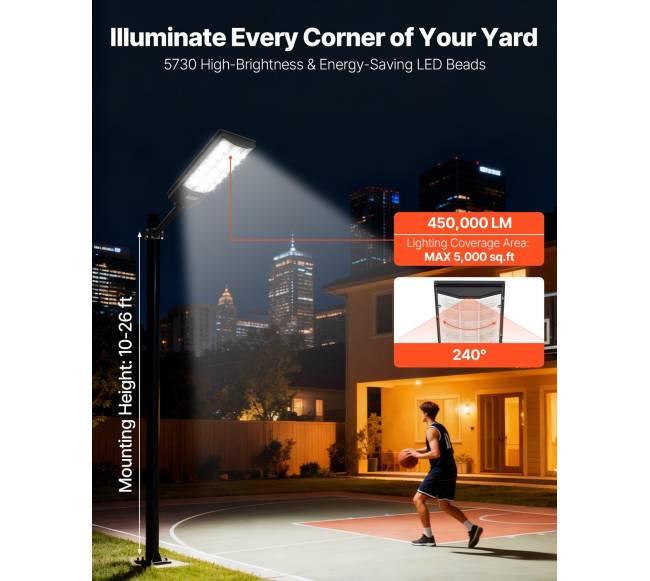 8000 W saulės šviestuvas lauko apšvietimui1