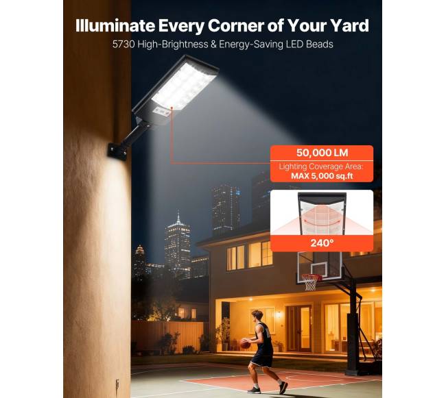 4 vnt. 500W saulės gatvių apšvietimo rinkinys1