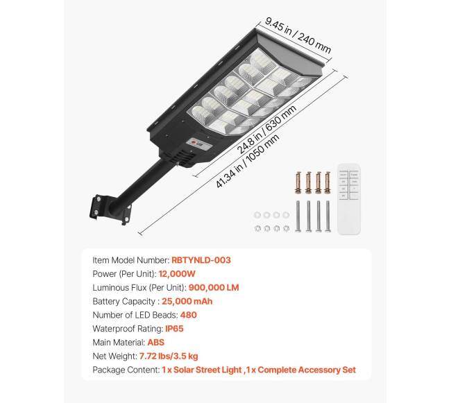 Lauko saulės gatvės šviestuvas 12000W6