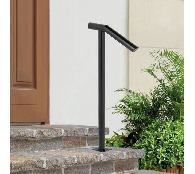 Apvalus metalinis turėklas laiptams lauke7