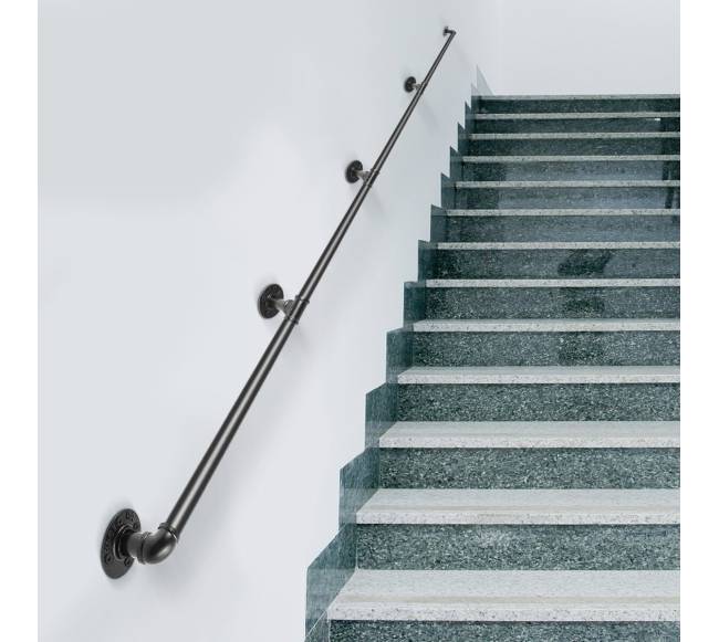 Plieninis laiptų turėklas su sienine atrama7