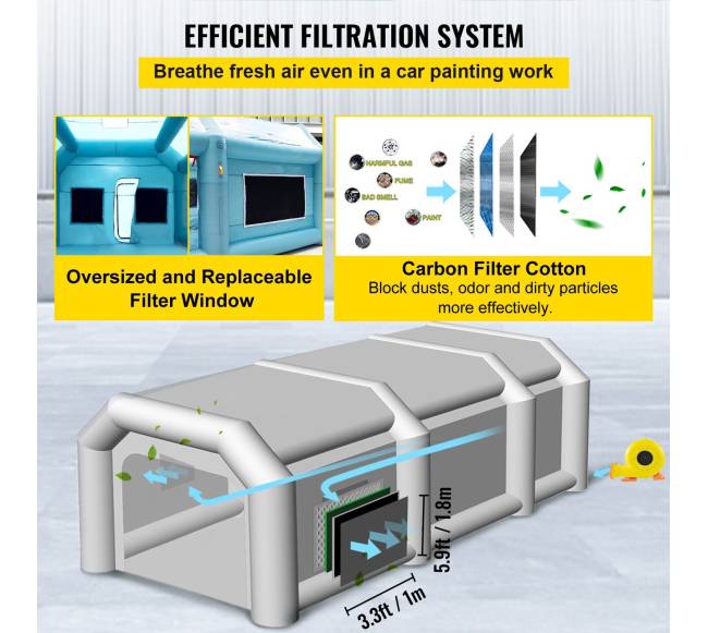 Nešiojama pripučiama dažymo kabina 6x3x2.5 m4