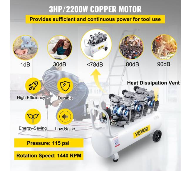 80L tyli alyvos neturinti oro kompresorė2