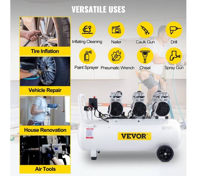 80L tyli alyvos neturinti oro kompresorė5