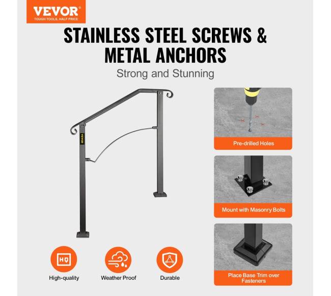 Juodos spalvos geležinis turėklas 2-3 laiptams1