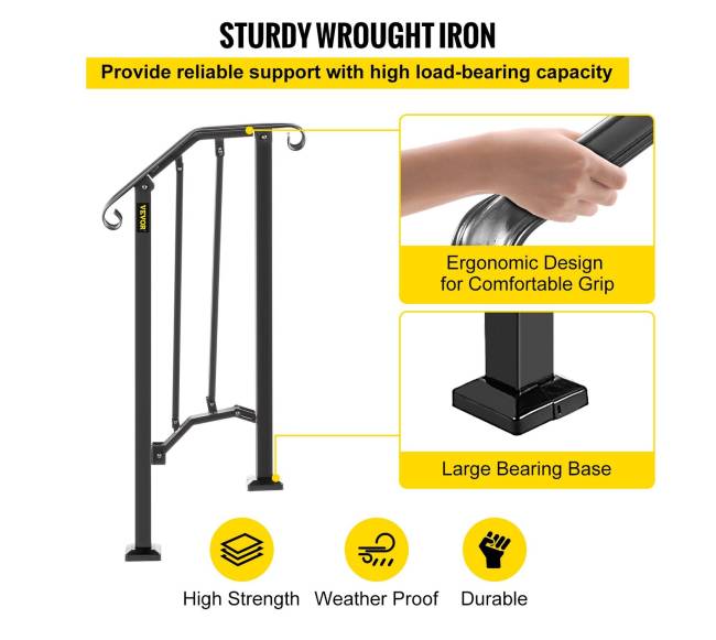 turėklas vienam ar dviem žingsniams juodas3