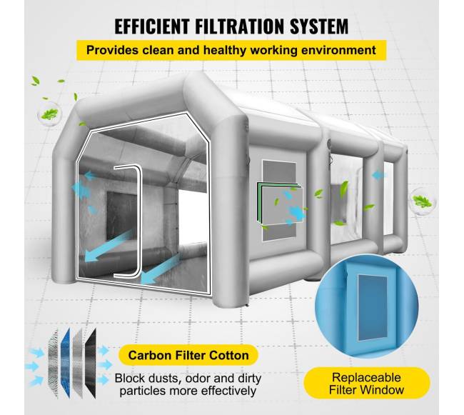 Pripučiamas 26x15x10 Ft dažų purškimo paviljonas4