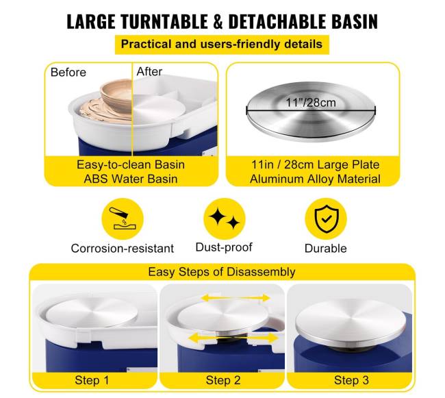 Keramikos žiedimo staklės, 28 cm 350W mėlynos2