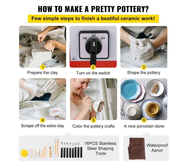 Keramikos žiedimo staklės, 28 cm 350W mėlynos5