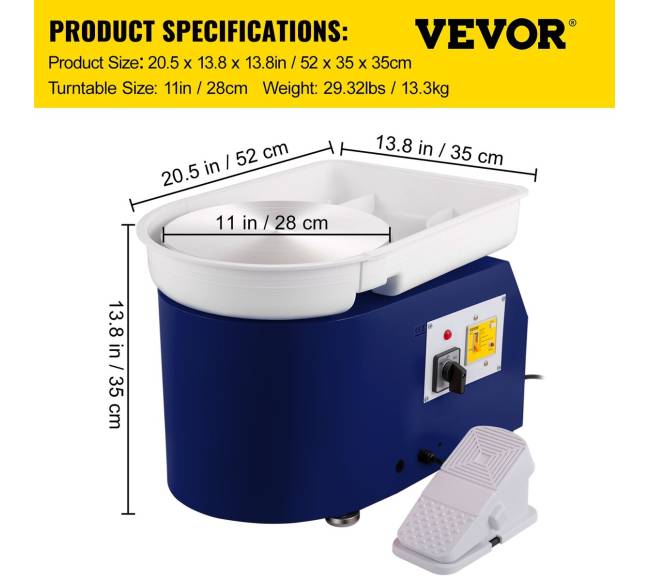 Keramikos žiedimo staklės, 28 cm 350W mėlynos6