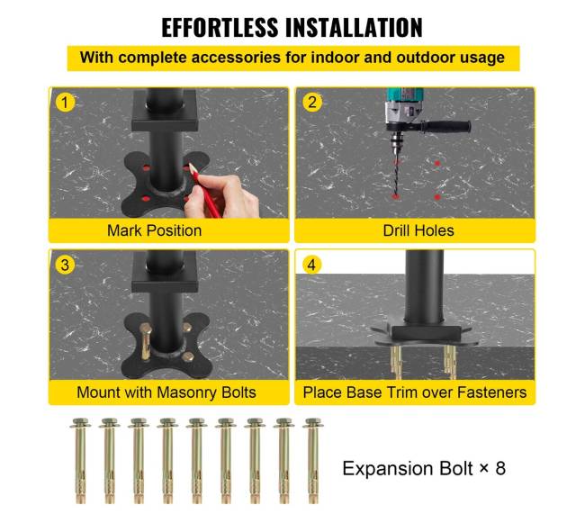 Laiptų turėklų komplektas 5 FT, juodas aliuminis5