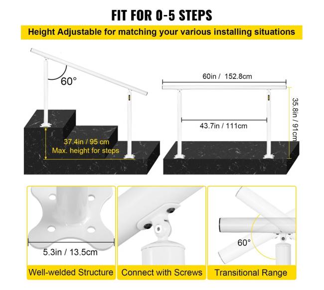 Turėklų rinkinys laiptams, baltas aliuminis2
