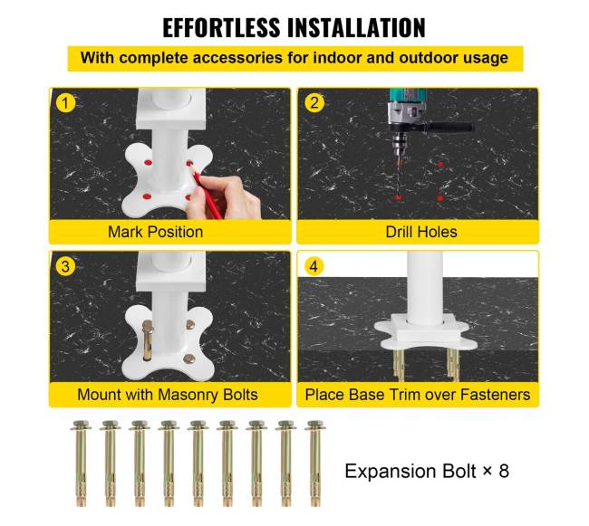 Turėklų rinkinys laiptams, baltas aliuminis5