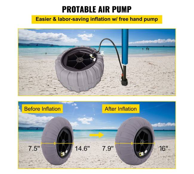 paplūdimio vežimo ratai, 40 cm smėlio padangos5