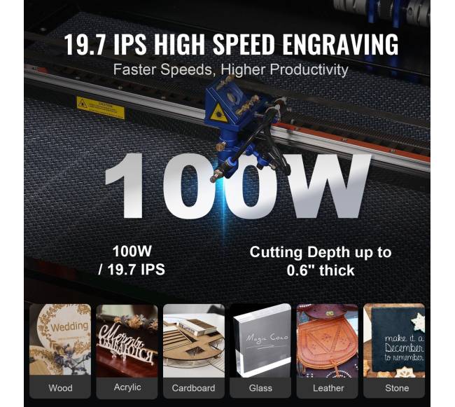 100W CO2 lazerinis graviravimo įrenginys, 600x900 mm2