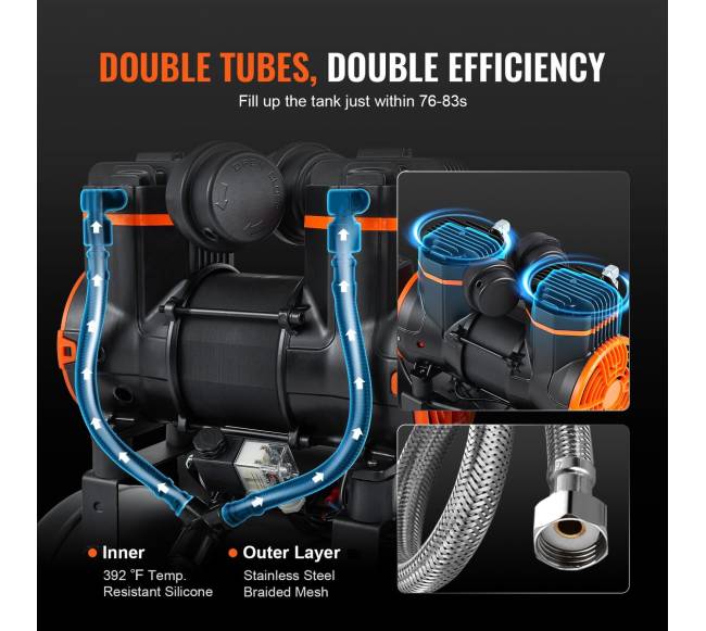 9.3 galonų tylus oro kompresorius, 1800W3