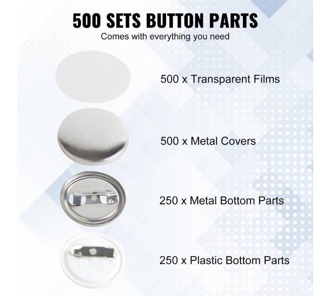 25 mm ženklo dalių komplektas 500 vienetų2